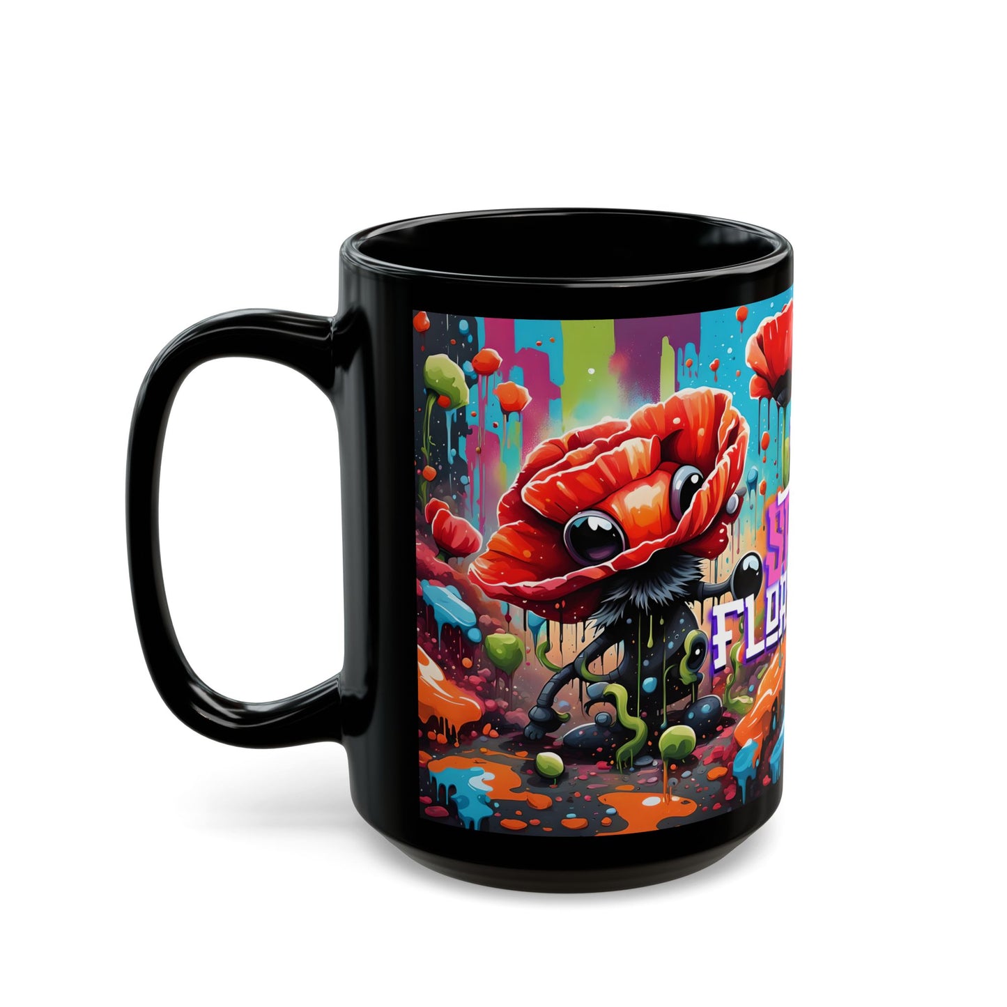 Poppy Flower Mug – Psychedelic Botanical Ceramic Coffee Cup