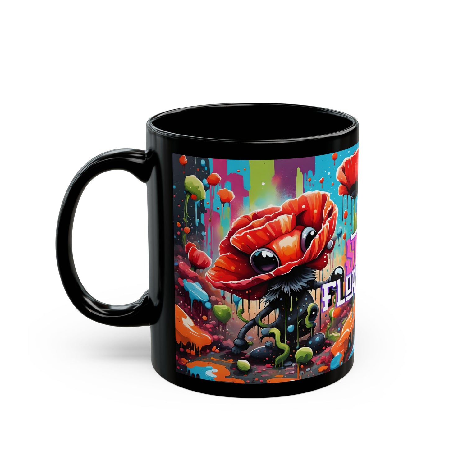 Poppy Flower Mug – Psychedelic Botanical Ceramic Coffee Cup