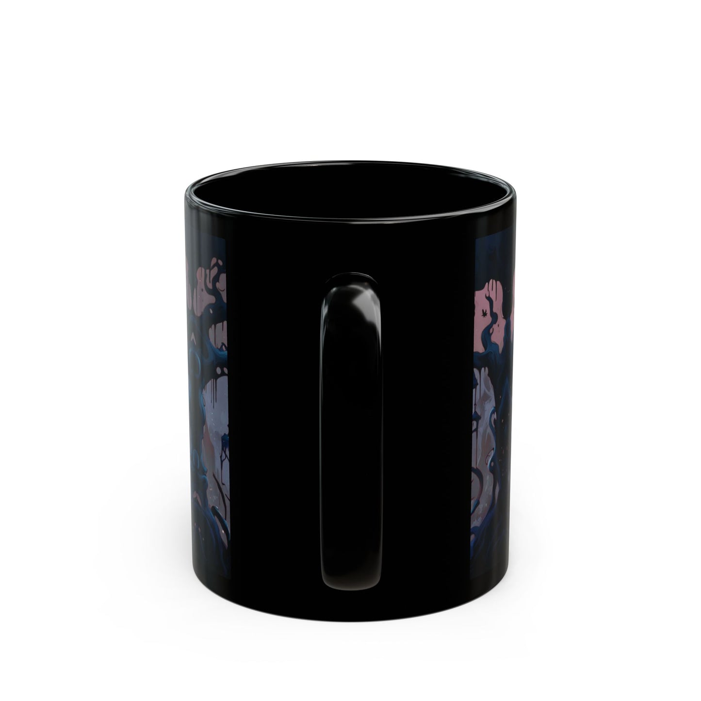 Gothic Haunted House Mug – Spooky Black Cat Halloween Coffee Cup | Munted Art Designs