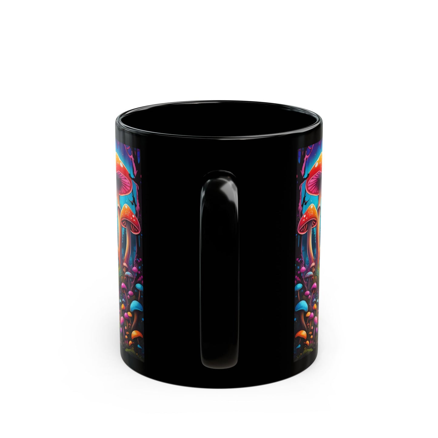Vibrant Psychedelic Mushroom Forest Ceramic Mug | Colorful Coffee Cup | Unique Nature Lover Gift