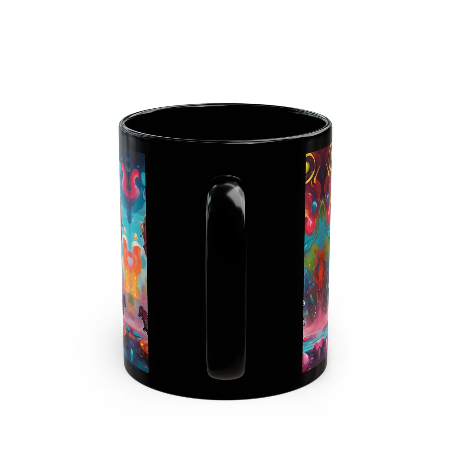 Psychedelic Circus Clown Mug – Trippy Black Ceramic Coffee Cup