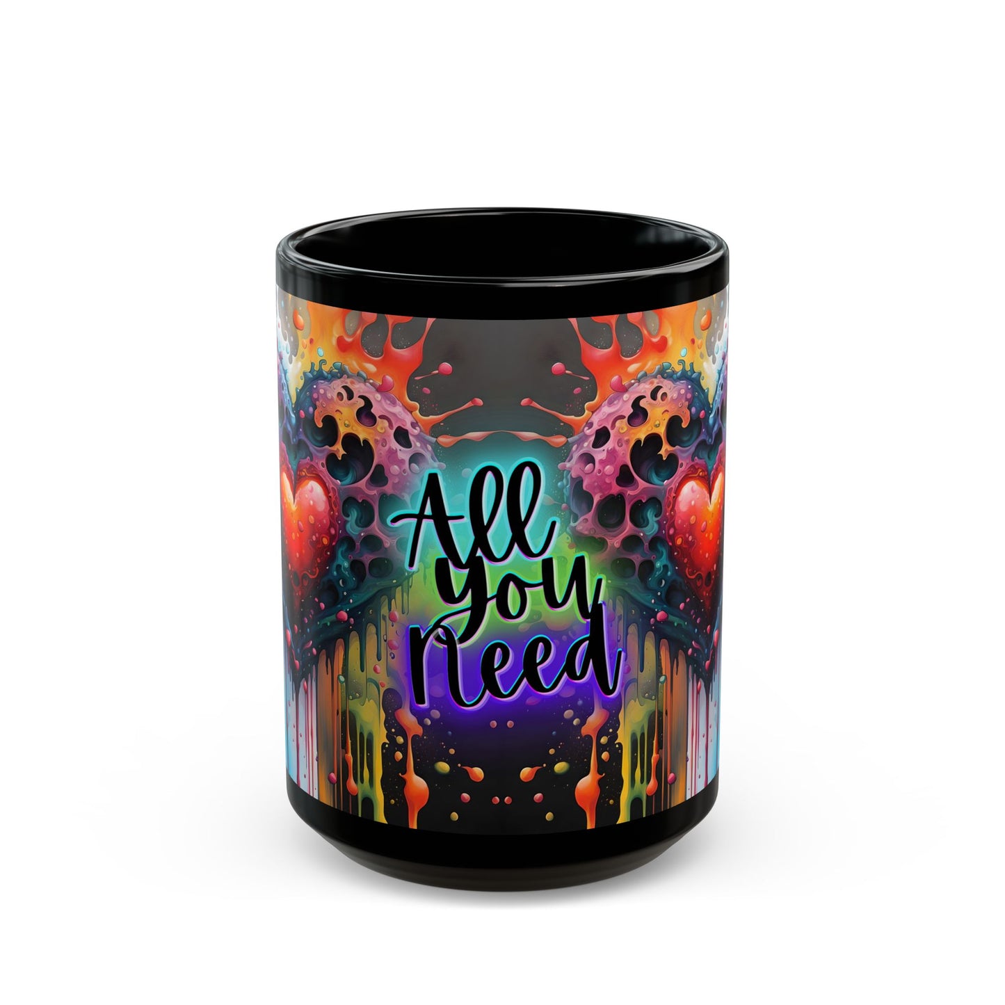 Psychedelic Heart Mug – All You Need is Love – Trippy Coffee Cup