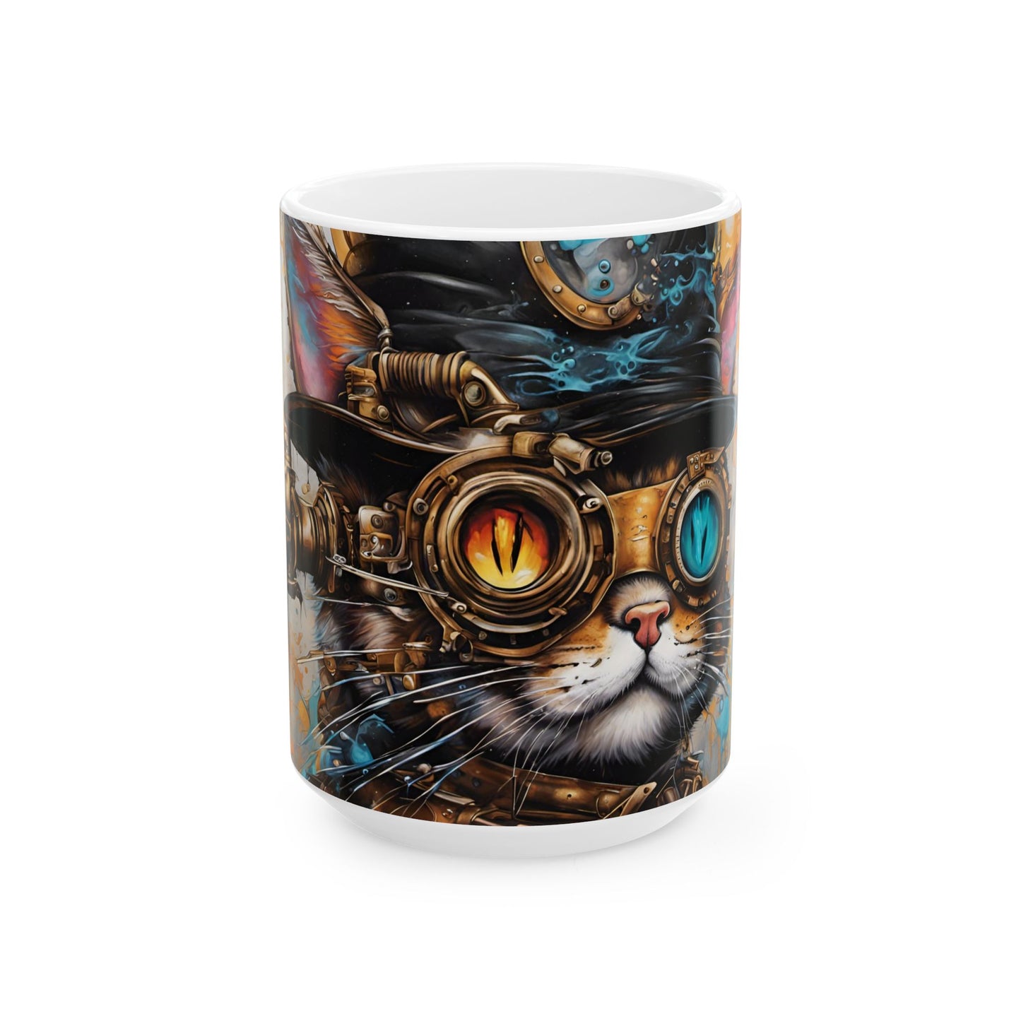 Baroness Nyx von Clawthorne Mug 11oz/15oz – Steampunk Cat Fantasy Art | Muntedverse Great Pantry War Collectible Drinkware