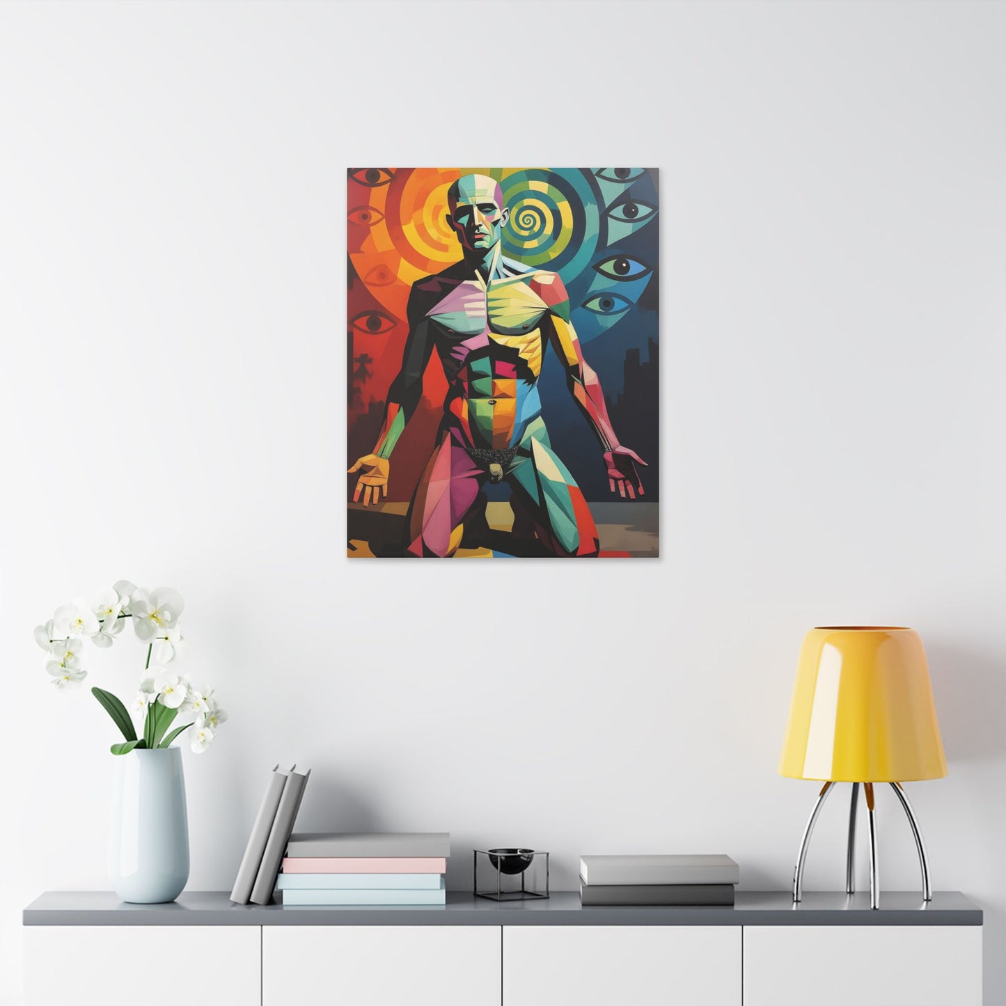 Psychedelic Human Canvas Art Print – Surreal Colourful Visionary Wall Art